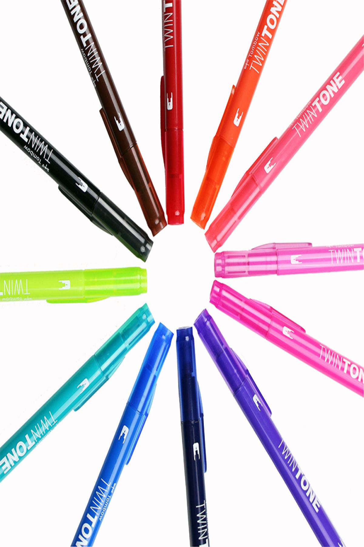 Tombow Twin Tone Markör Parlak Tonlar Seti 12 Renk LV-T-Ws-Pk-S12 Bright