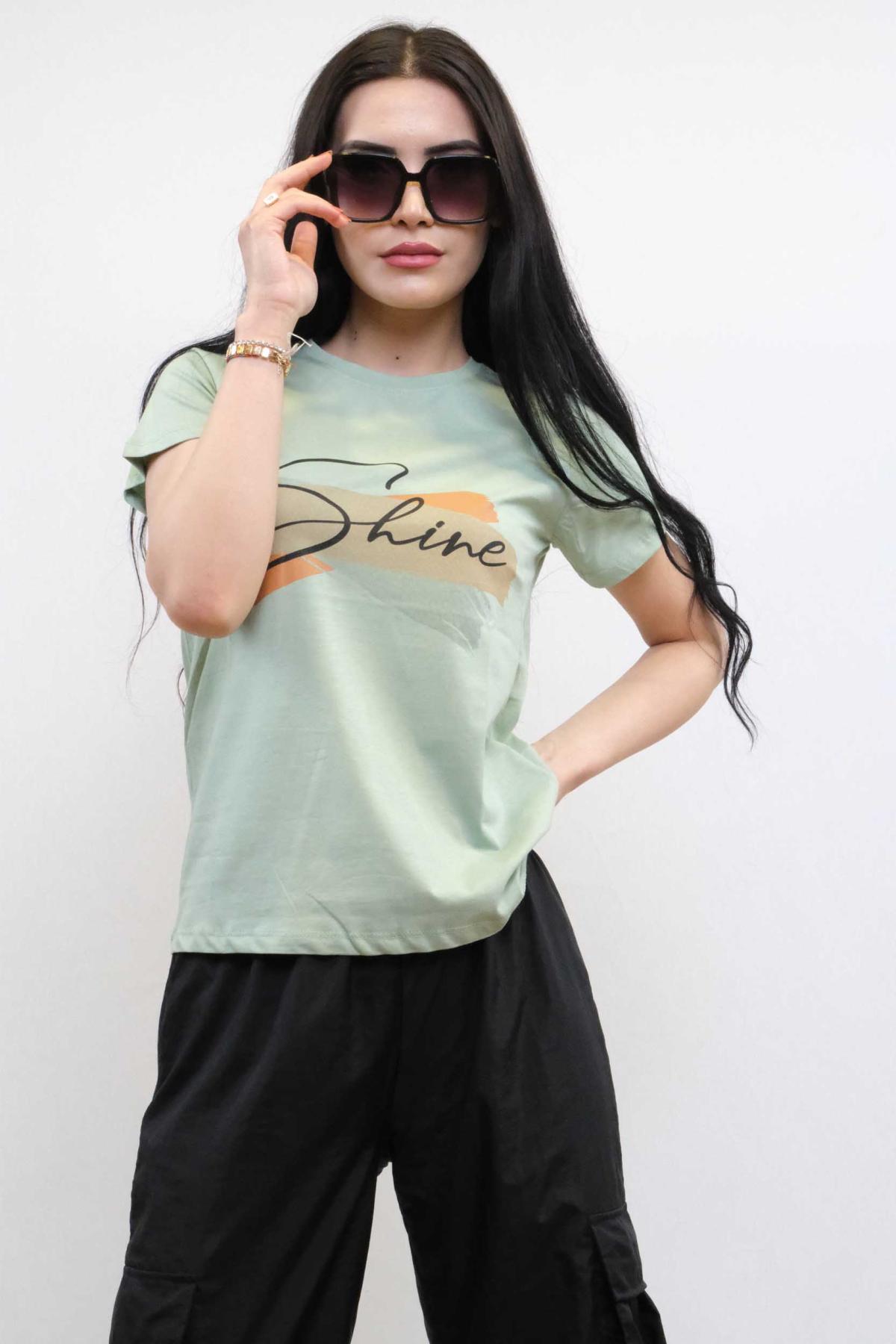 Shine Baskılı Tshirt Mint Mint