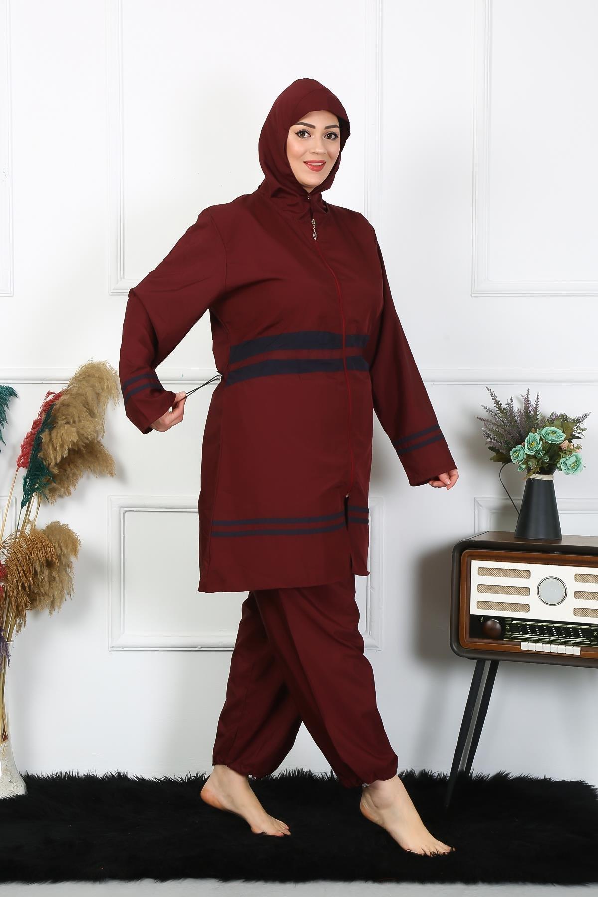 Büyük Beden Tesettür Mayo 7XL-8XL-9XL-10XL Bordo 55010 BORDO