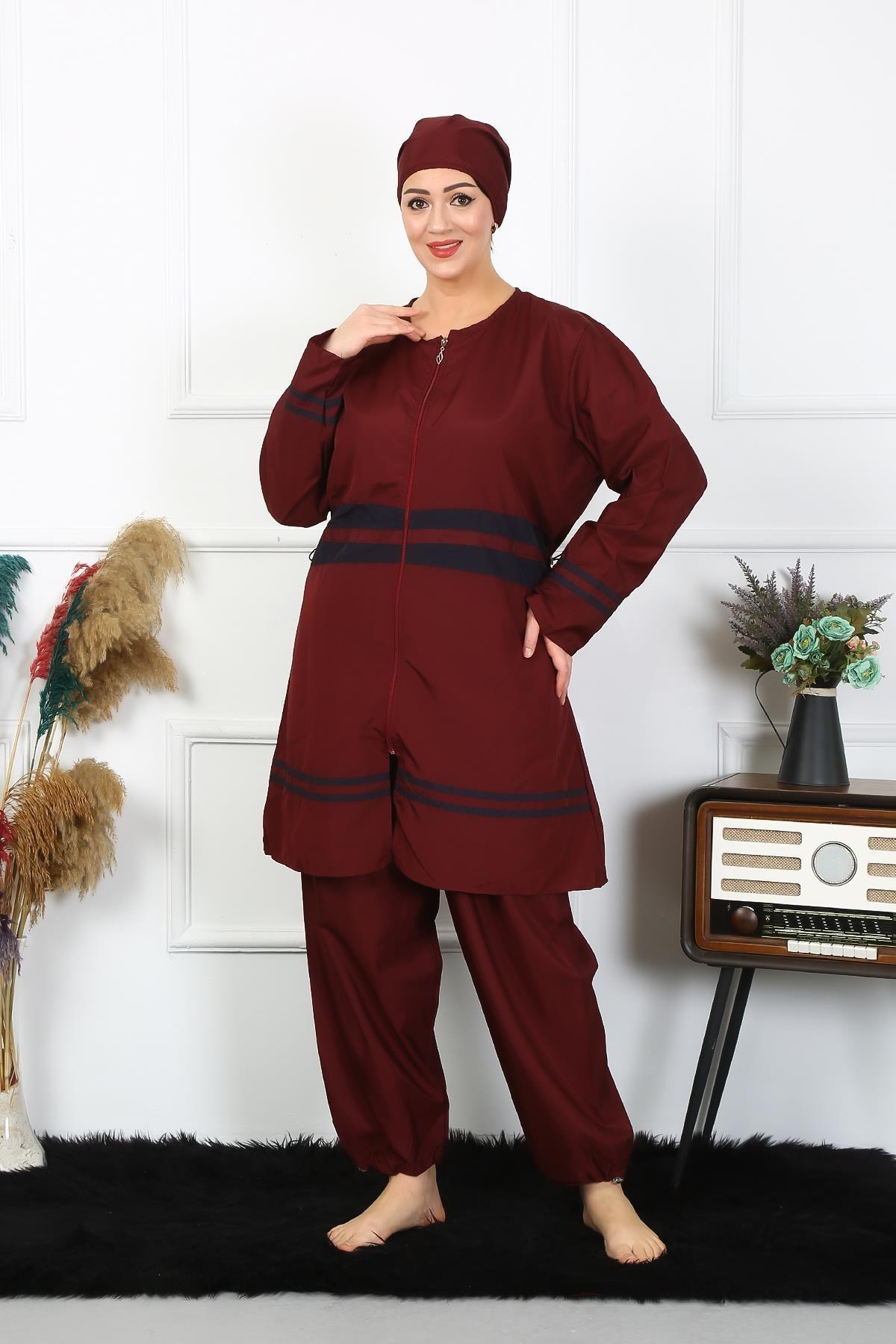 Büyük Beden Tesettür Mayo 7XL-8XL-9XL-10XL Bordo 55010 BORDO