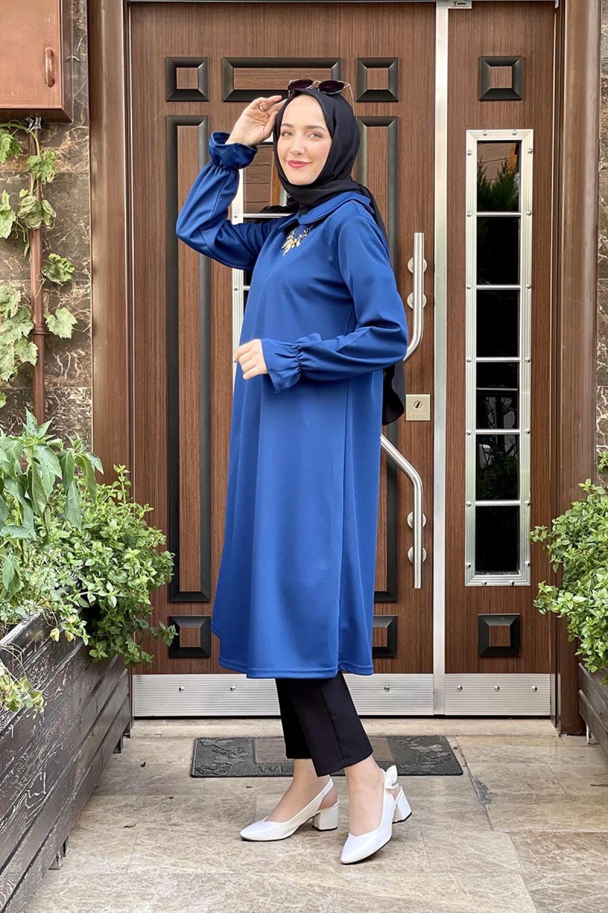 Desenli Tunik indigo