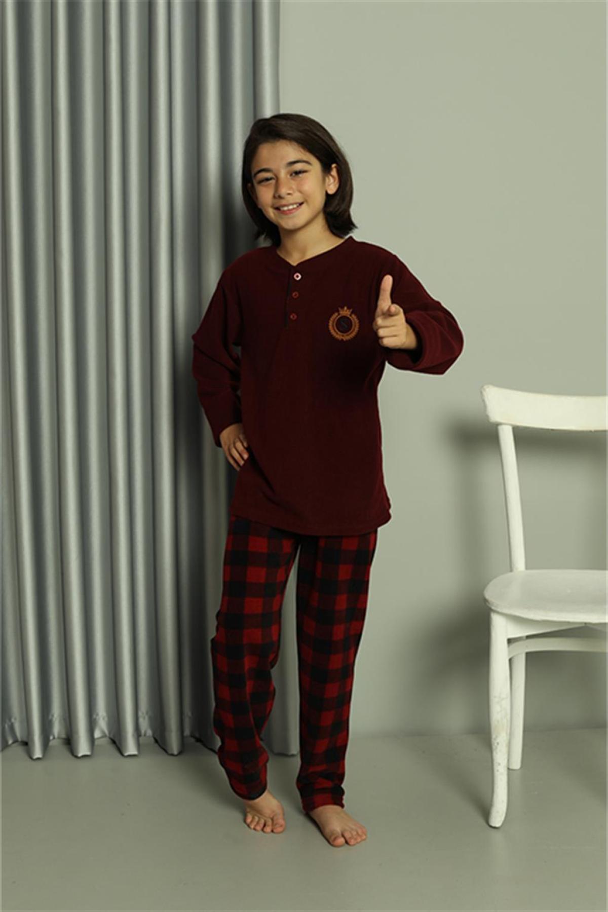 Erkek Çocuk WelSoft Polar Bordo Pijama Takımı 20549 Bordo