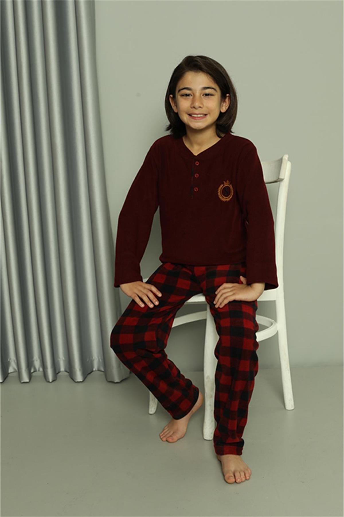 Erkek Çocuk WelSoft Polar Bordo Pijama Takımı 20549 Bordo