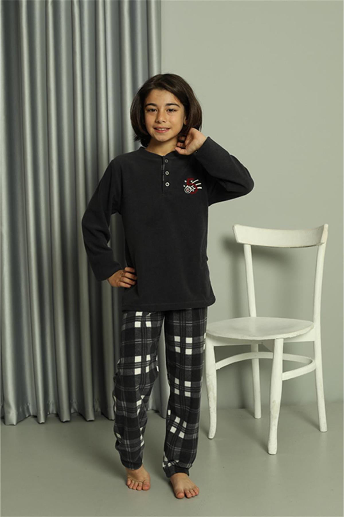 Erkek Çocuk WelSoft Polar Füme Pijama Takımı 20549 Füme