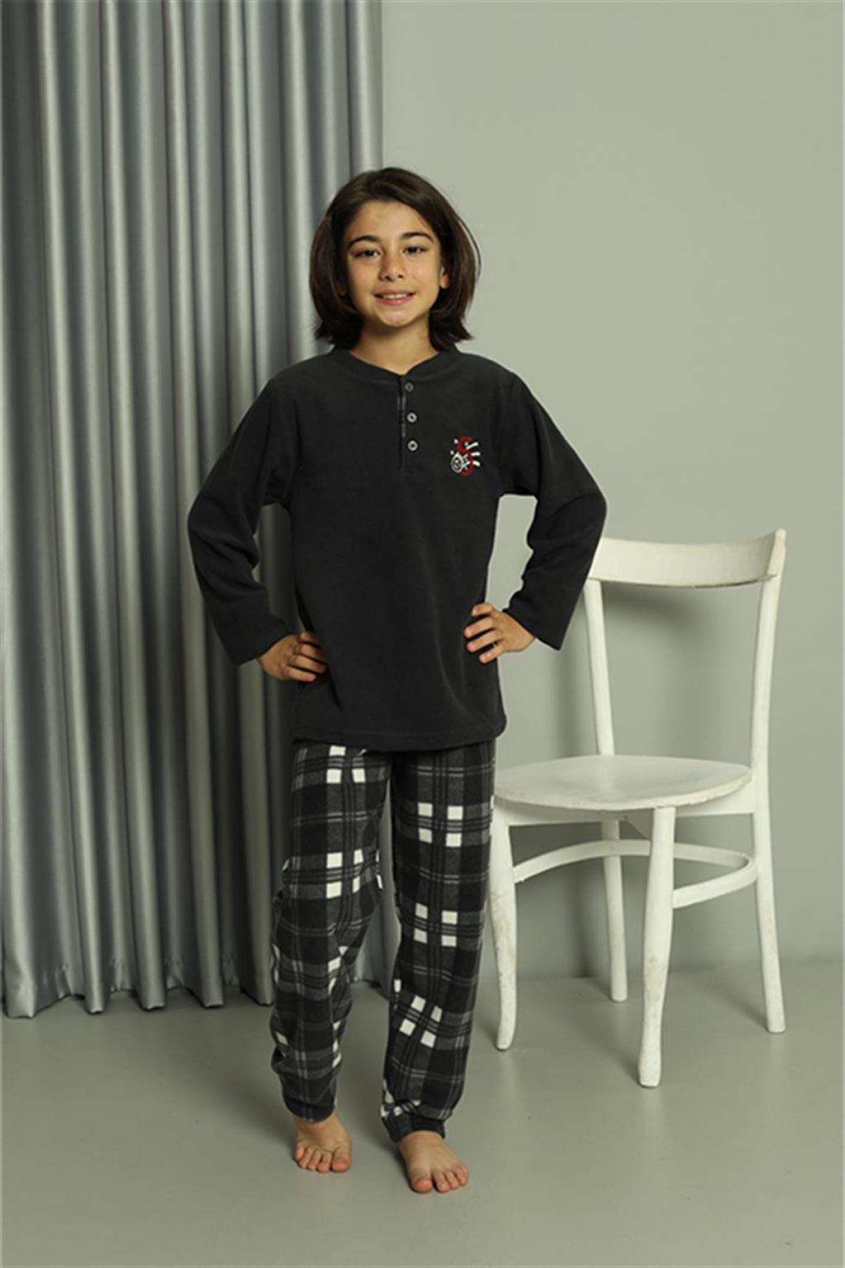 Erkek Çocuk WelSoft Polar Füme Pijama Takımı 20549 Füme