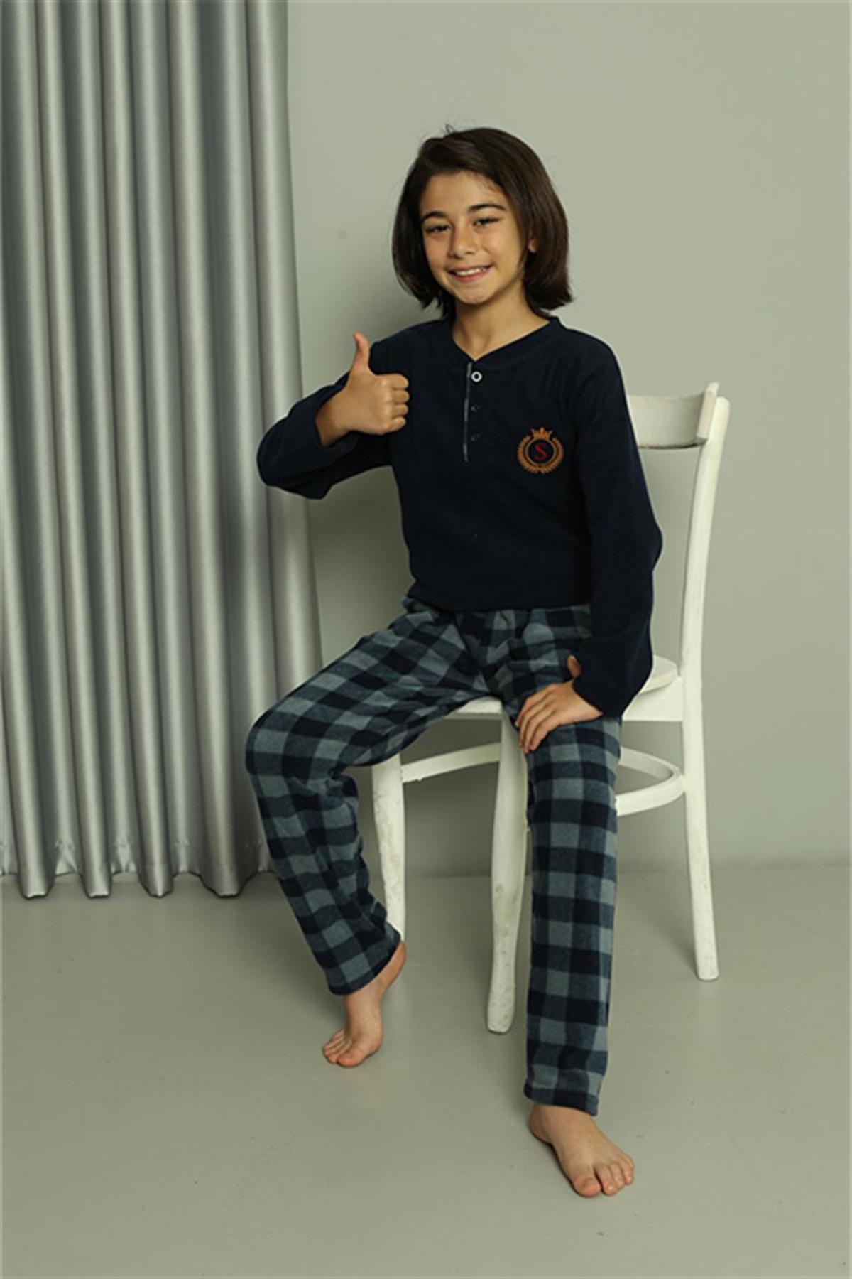 Erkek Çocuk WelSoft Polar Lacivert Pijama Takımı 20549 Lacivert