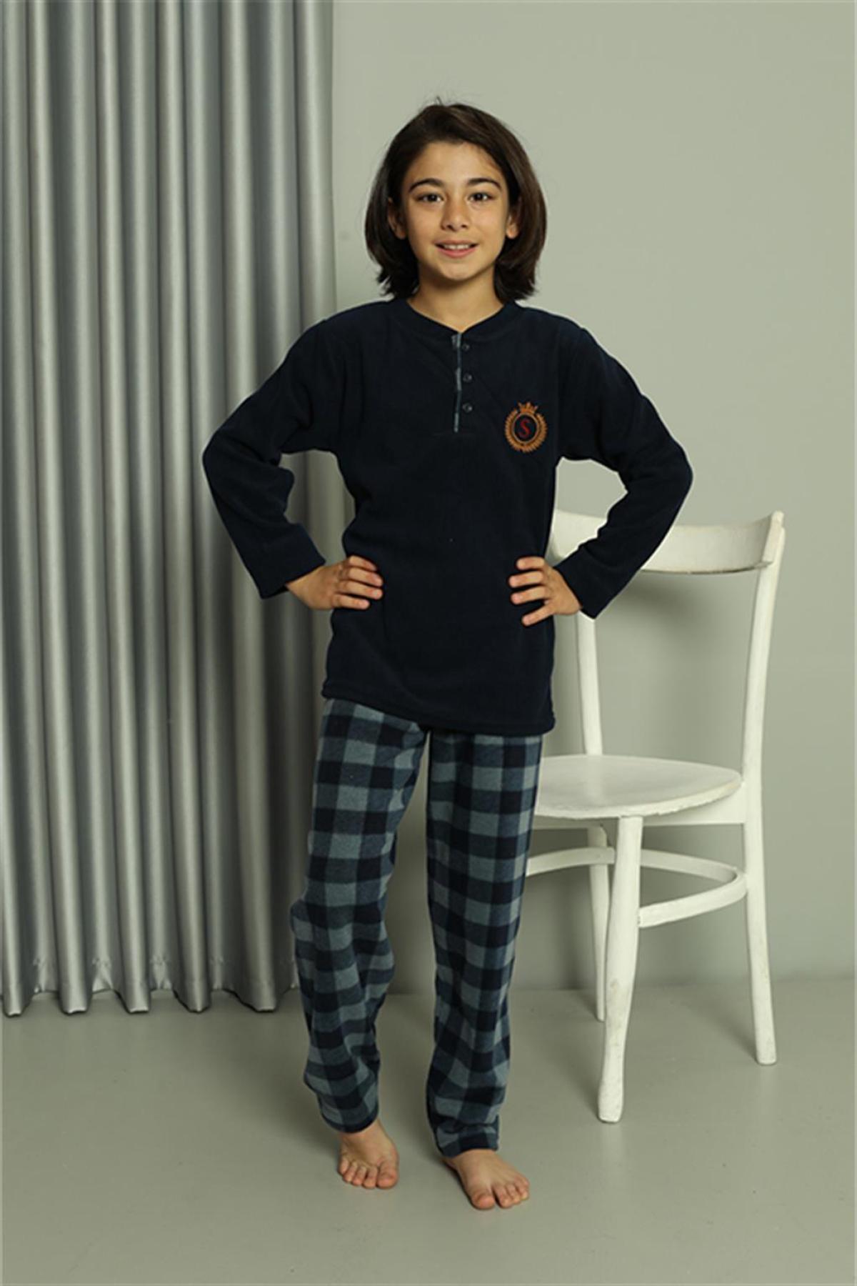 Erkek Çocuk WelSoft Polar Lacivert Pijama Takımı 20549 Lacivert