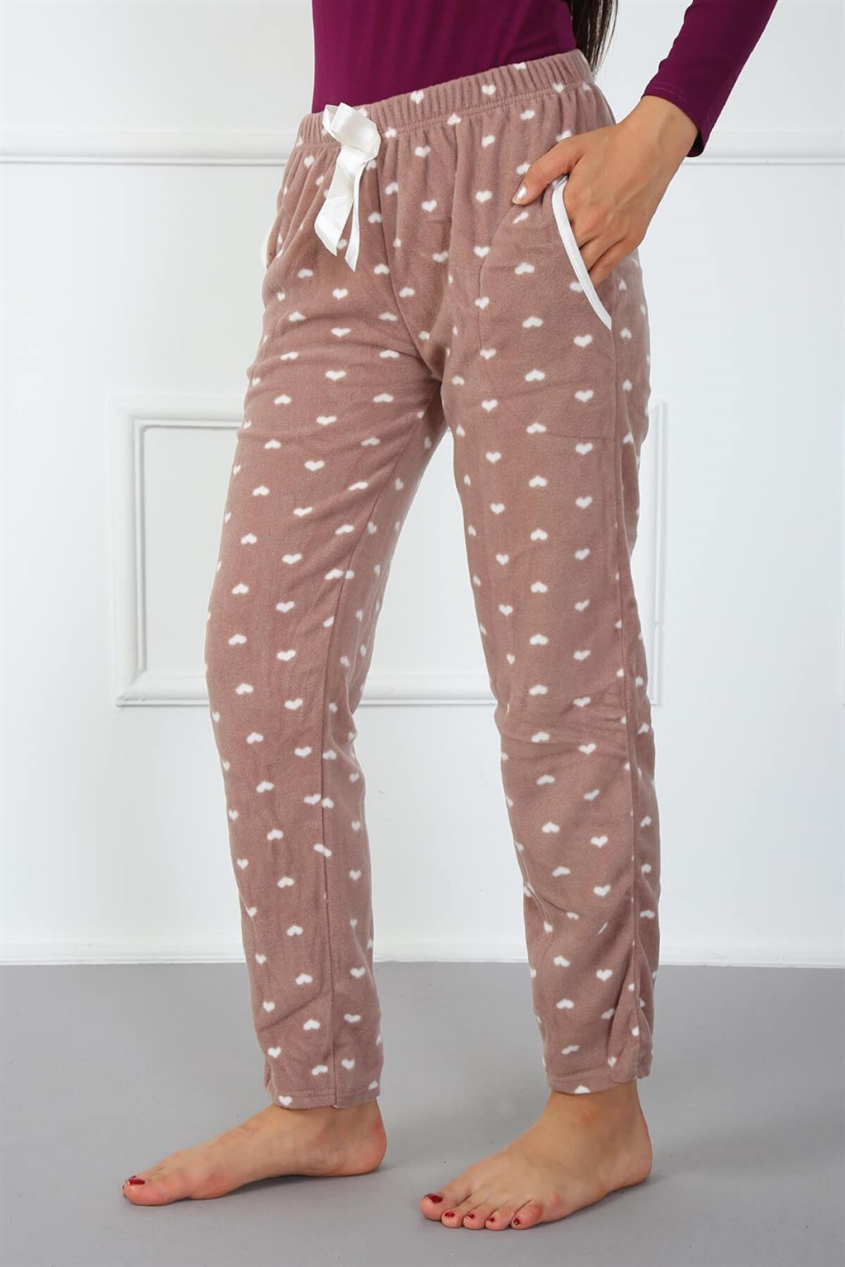 Bayan Welsoft Polar Tek Alt Pijama 210043 Kahve