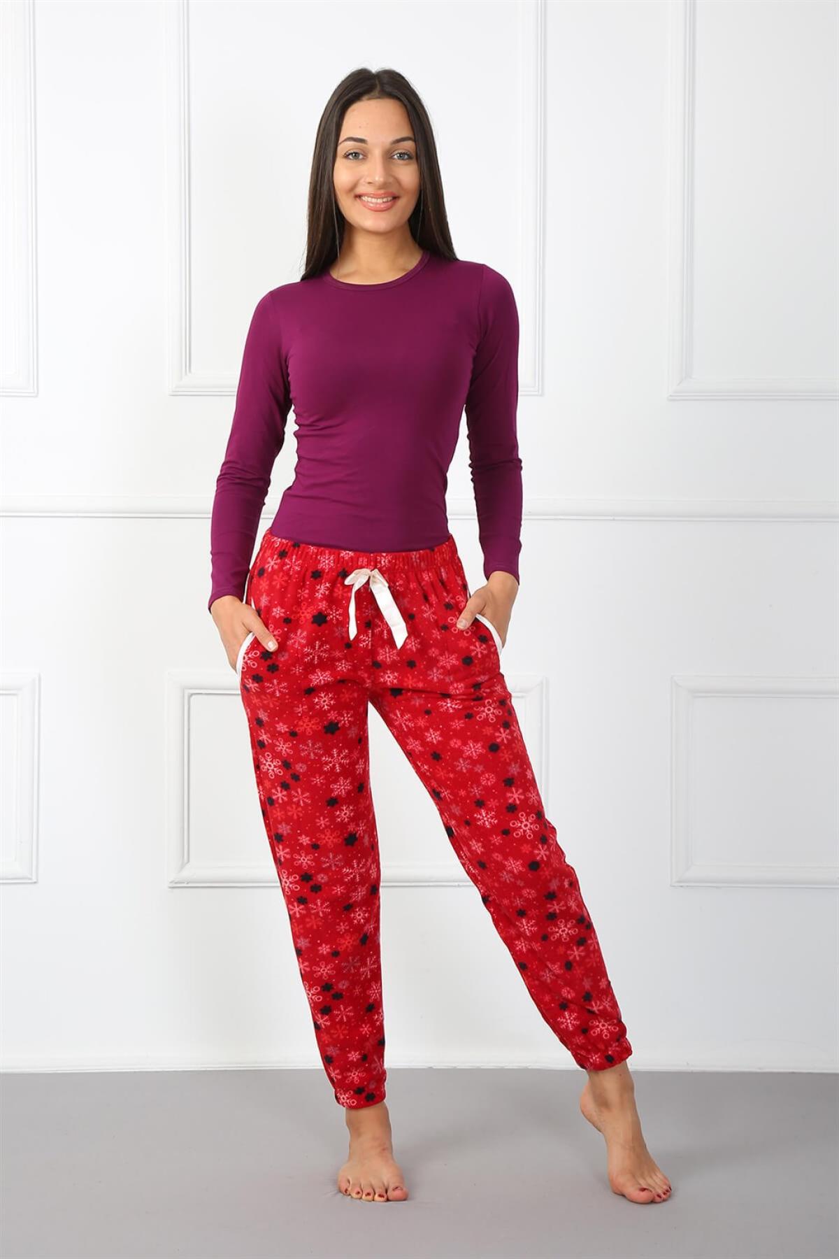 Bayan Welsoft Polar Tek Alt Pijama 210040 Kırmızı