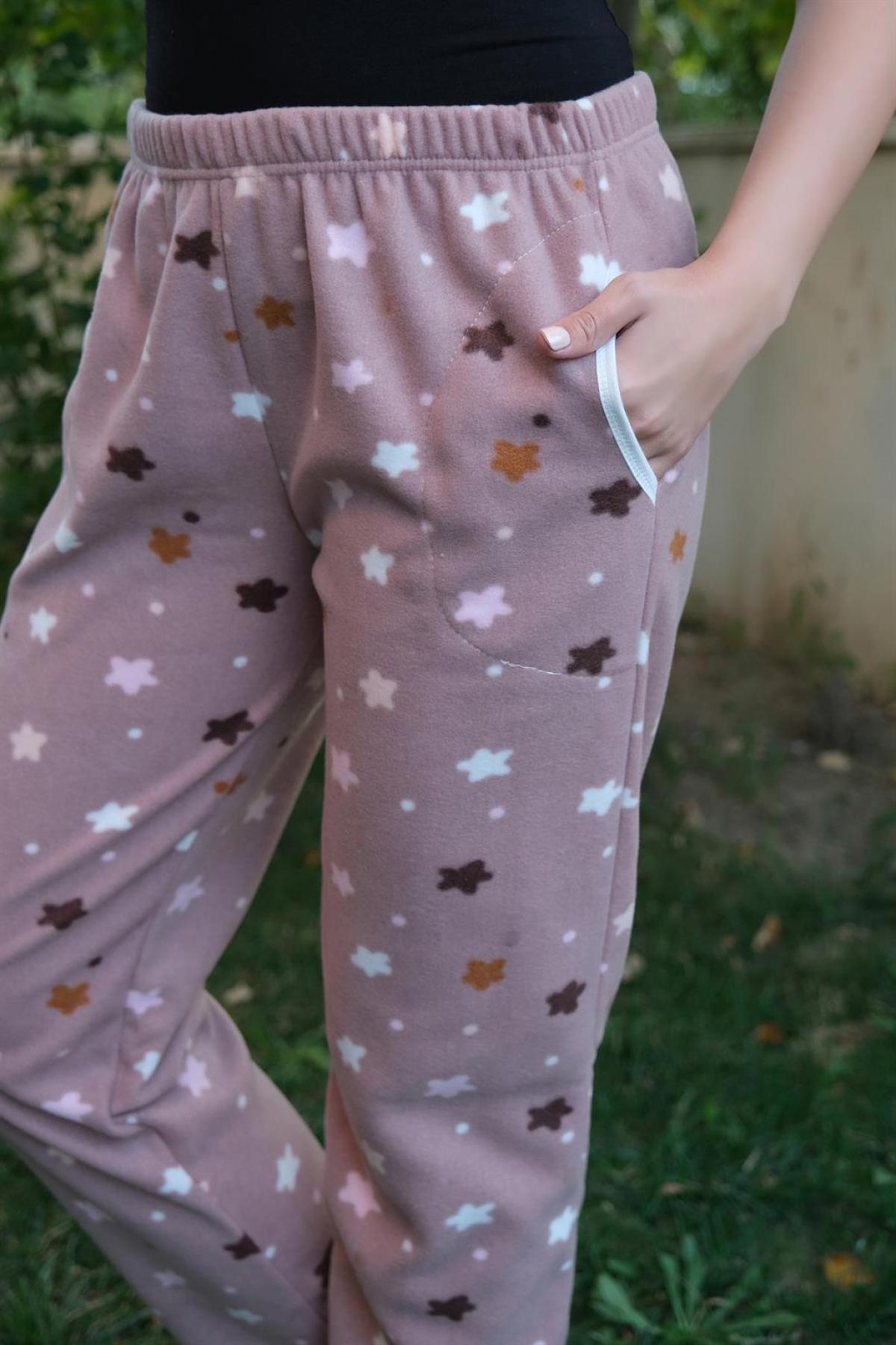 Kadın Welsoft Polar Tek Alt Pijama 210056 Vizon