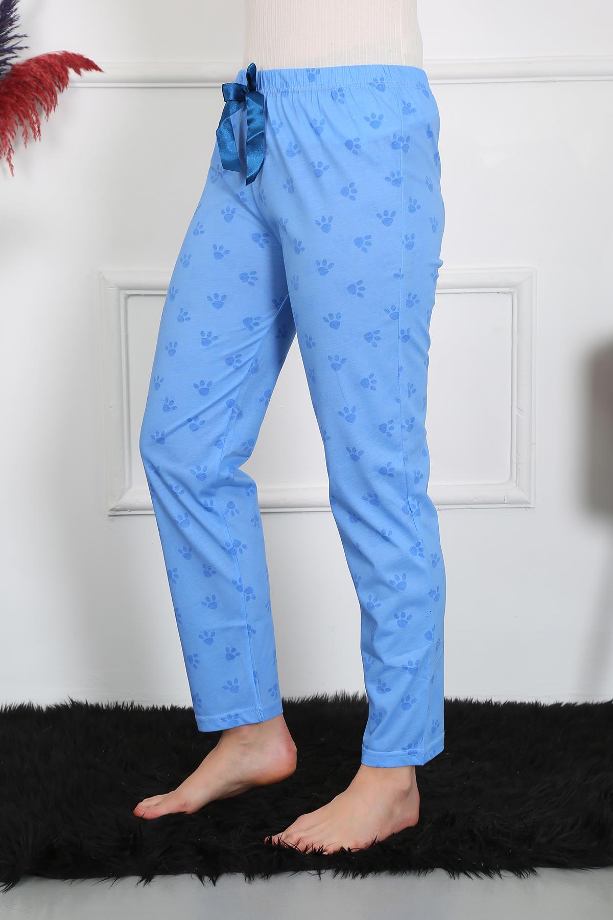 Kadın Pamuklu Tek Alt Pijama 27515 MAVİ