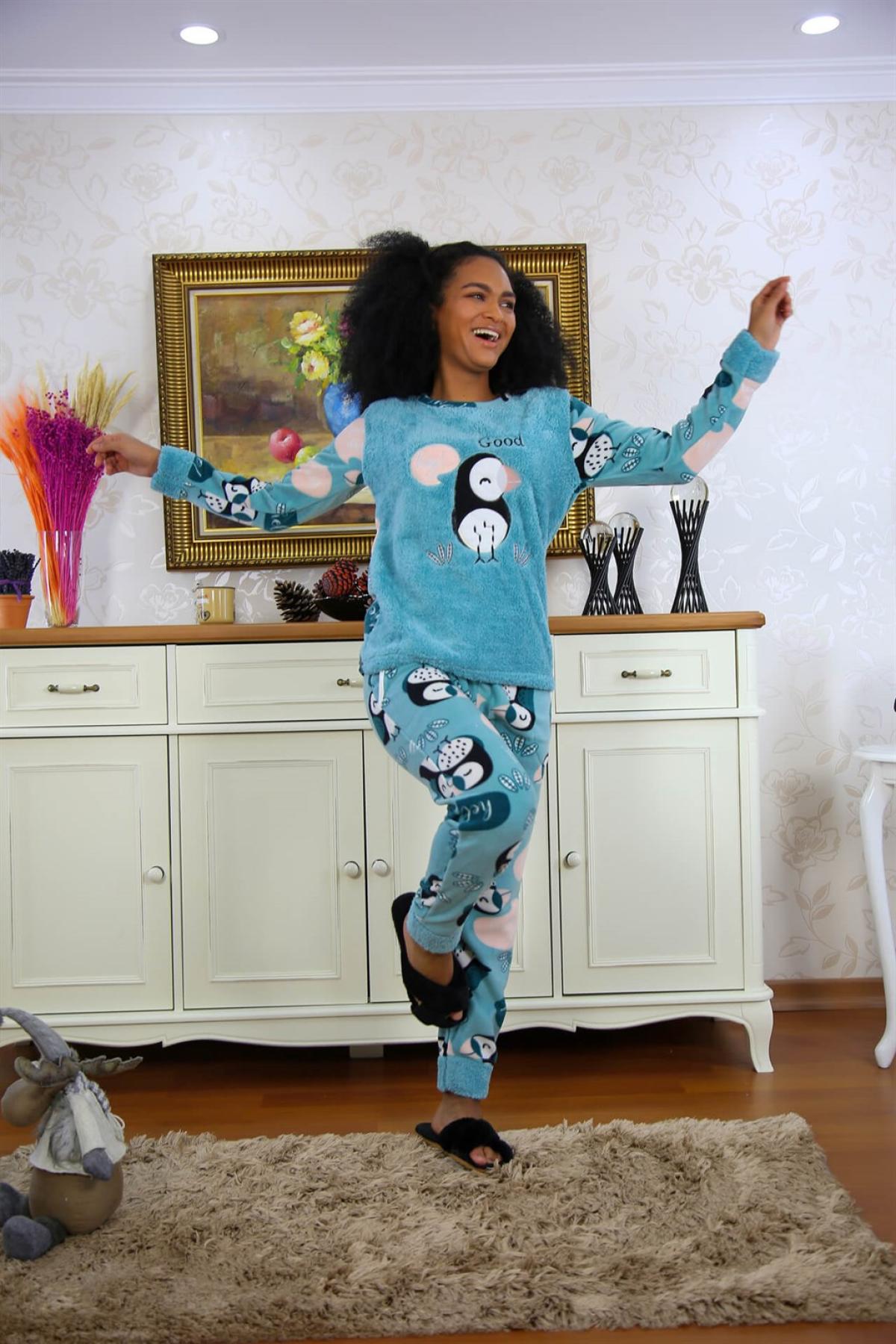 Welsoft Polar Kadın Pijama Takımı 8501 Su Yeşili