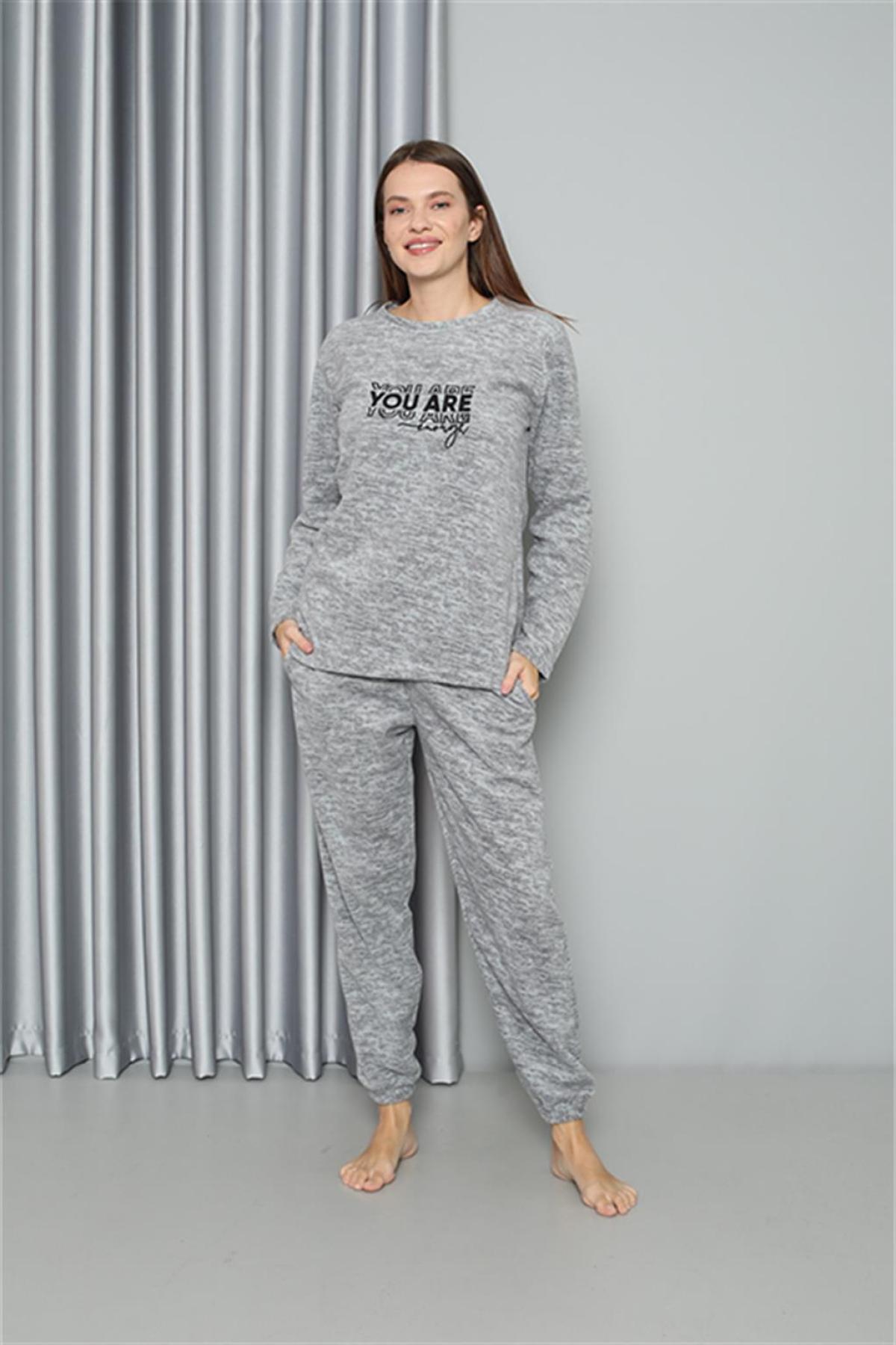 Welsoft Polar Kadın Pijama Takımı 8518 Gri