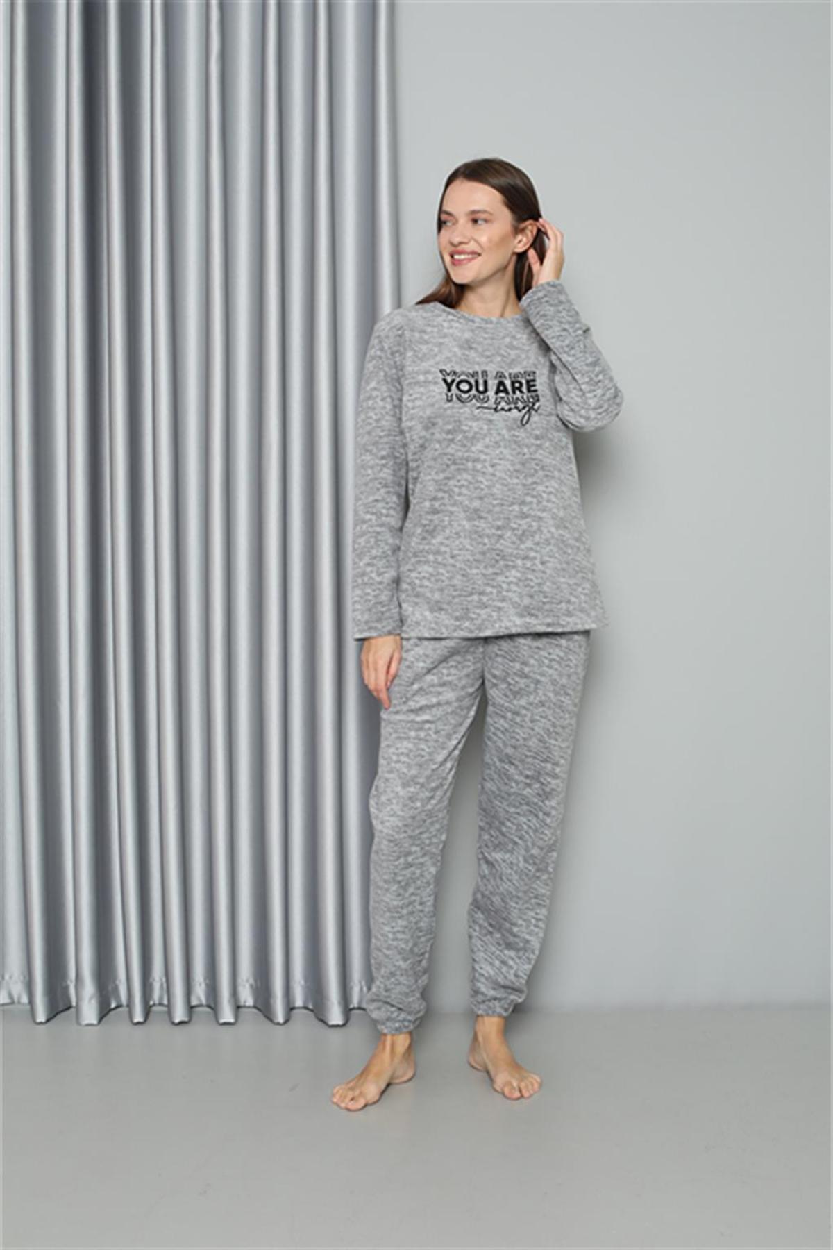 Welsoft Polar Kadın Pijama Takımı 8518 Gri