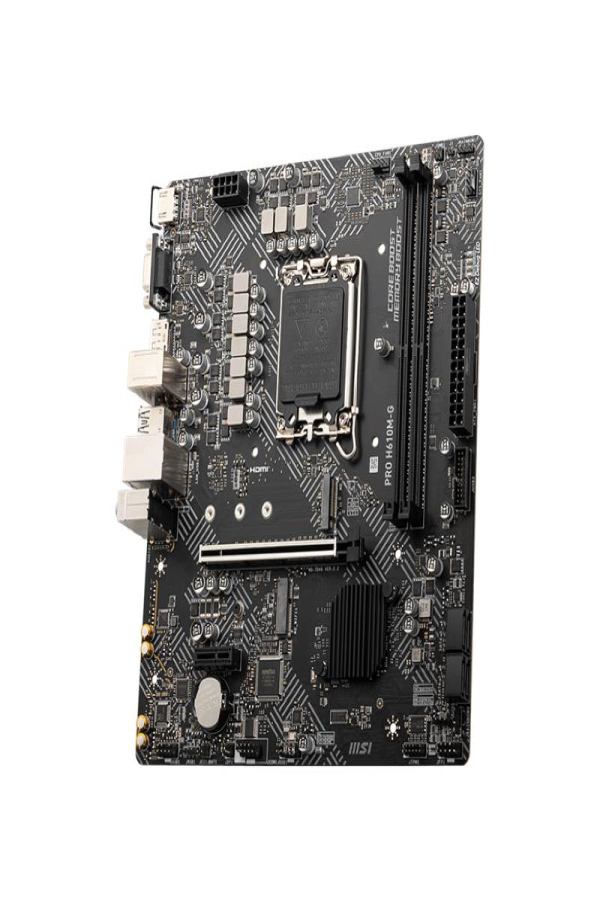 MSI PRO H610M G DDR5 5600MHZ 1XVGA 1XHDMI 1XDP 1XM.2 USB 3.2 MATX 1700P (12. / 13. VE 14. NESİL İŞLEMCİ UYUMLU)