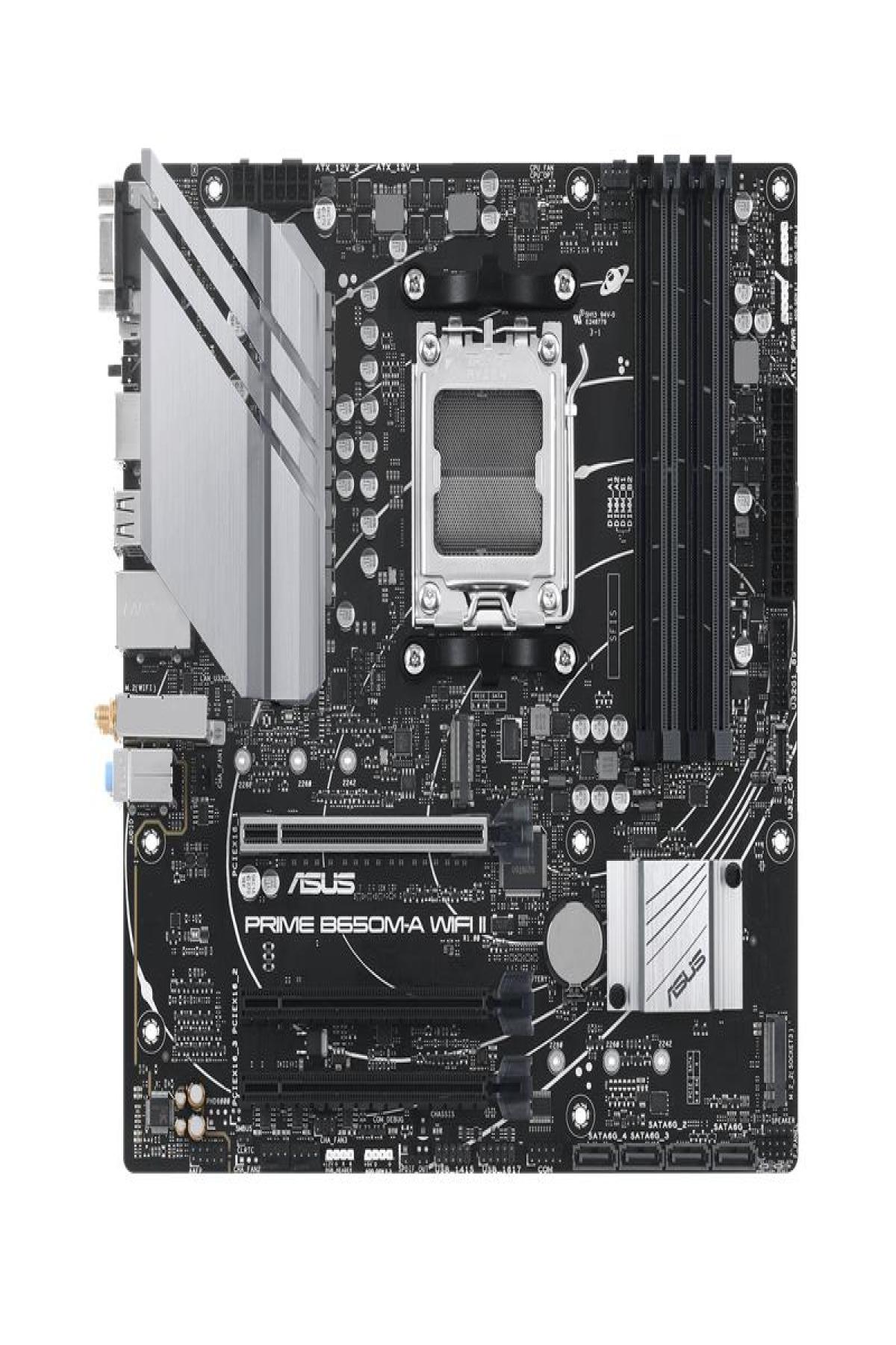 ASUS PRIME B650M A WIFI II DDR5 6400MHZ 1XVGA 1XHDMI 1XDP 2XM.2 USB 3.2 MATX AM5 ( AMD AM5 7000 SERİSİ İLE UYUMLU )