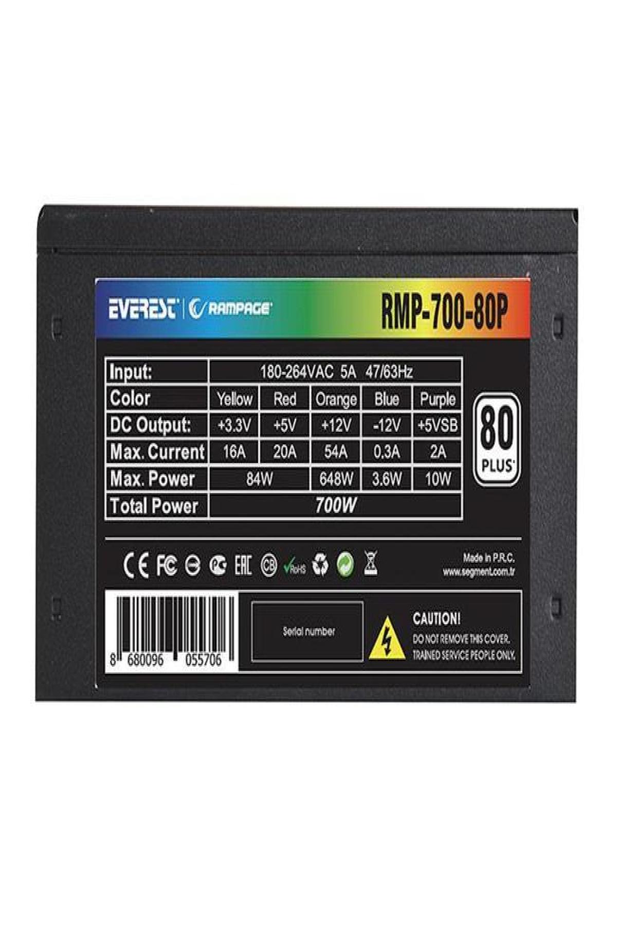 RAMPAGE RMP 700 80P 12 CM 80 PLUS POWER 700W