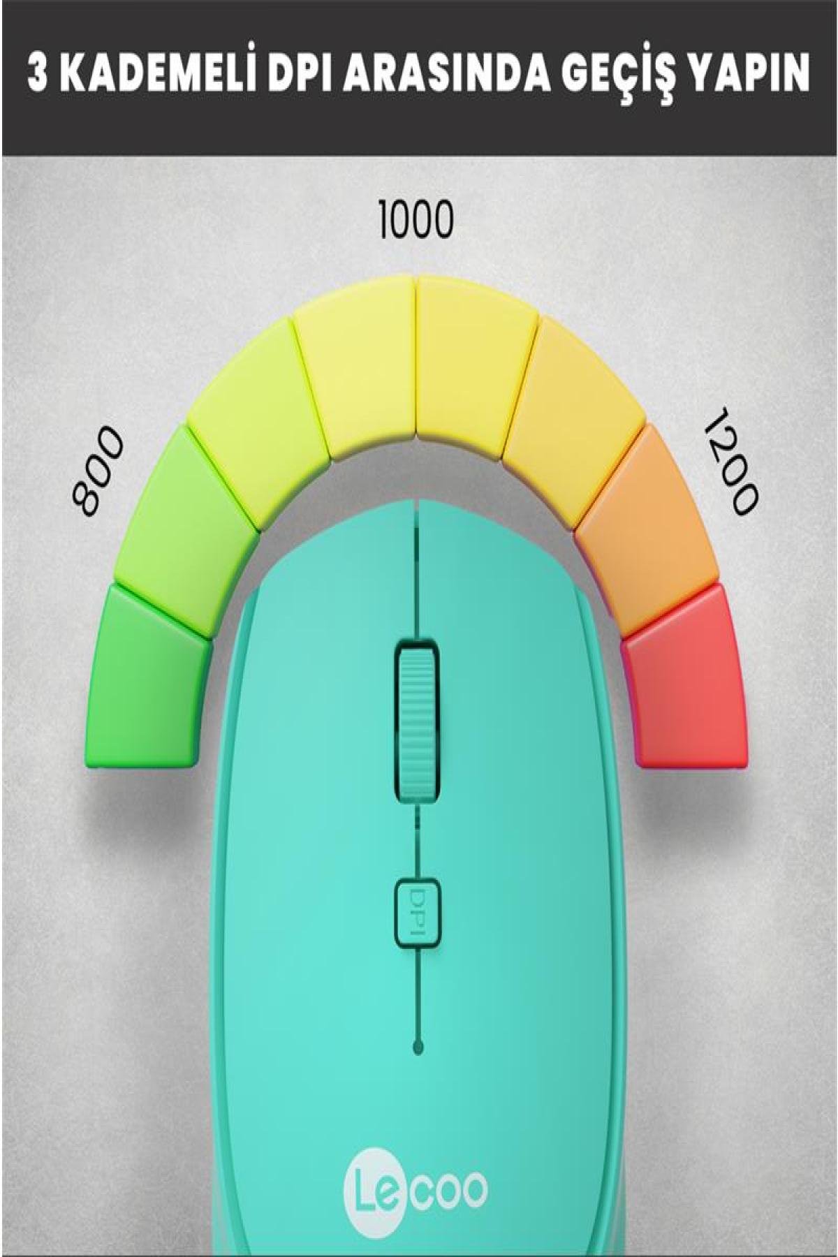 LENOVO LECOO USB OPTİK KABLOSUZ MOUSE TURKUAZ WS202-T