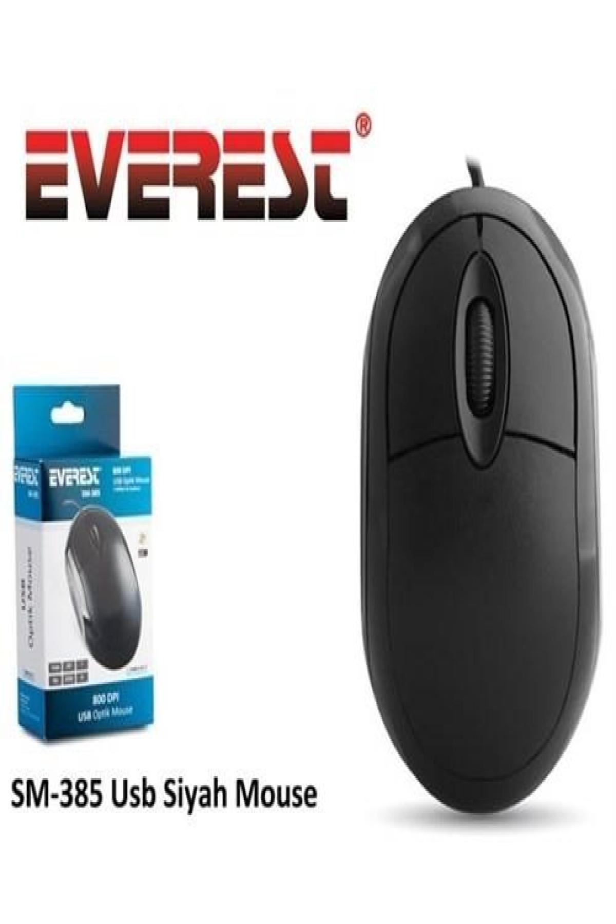 EVEREST SM 385 KABLOLU USB SİYAH 1200DPI OPTİK MOUSE