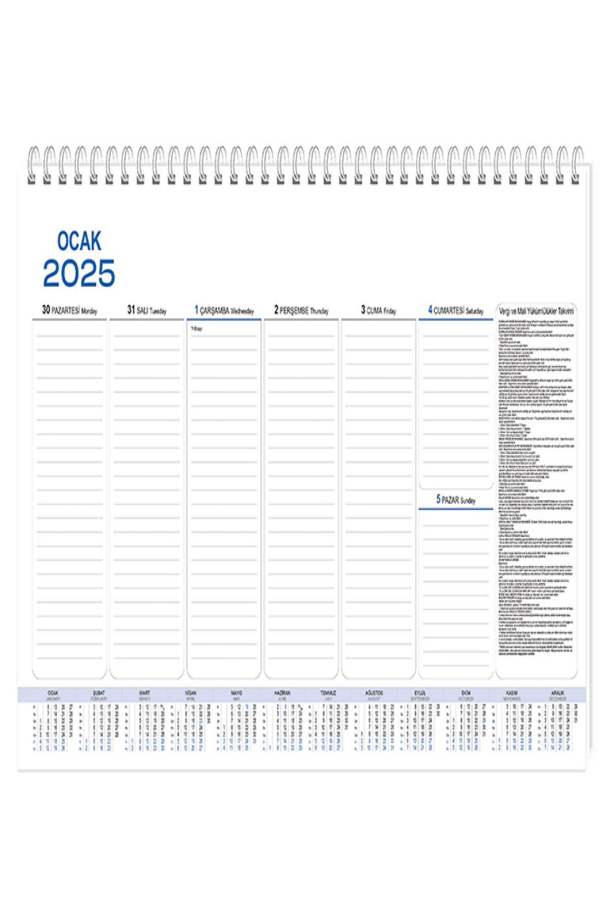 Keskin Color 2025 Ajanda AJ-70 28*40 Haftalık Spiralli Masa Sümeni 600009-99