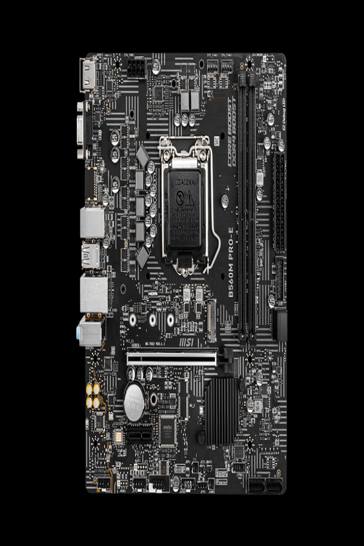 MSI B560M PRO-E DDR4 4800MHZ 1XVGA 1XHDMI 1XM.2 USB 3.2 MATX 1200P (10 VE 11. NESİL İŞLEMCİ UYUMLU)
